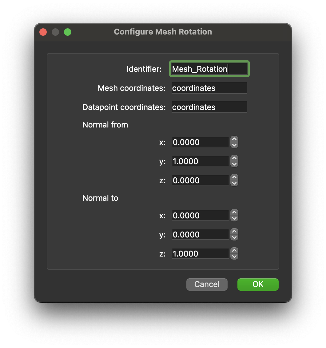 Step configure dialog