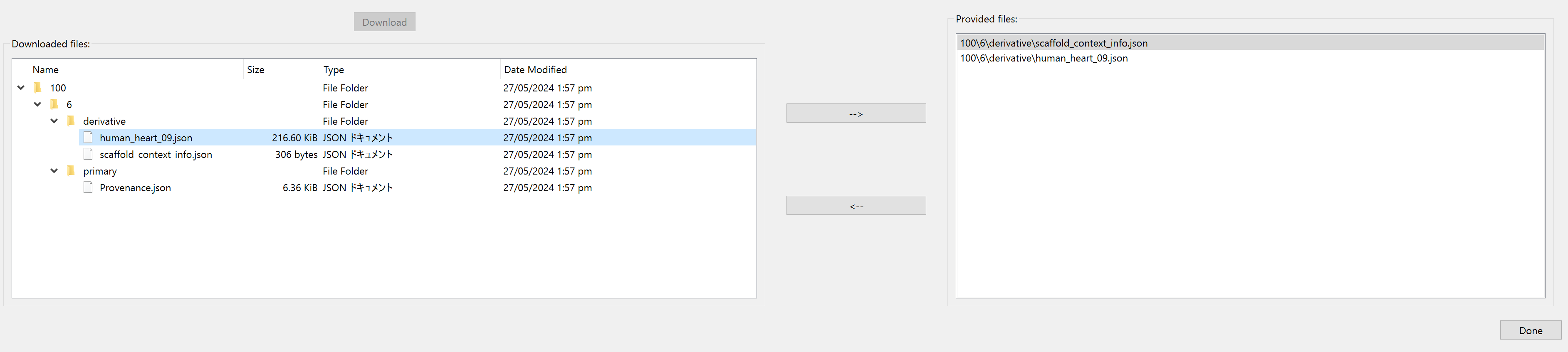 Downloaded files.