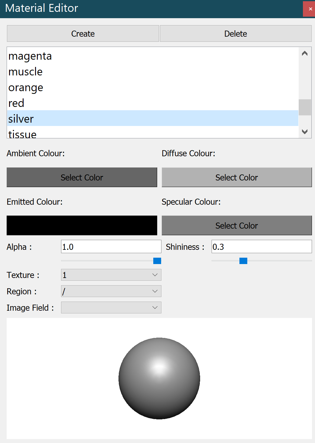 Material editor widget.