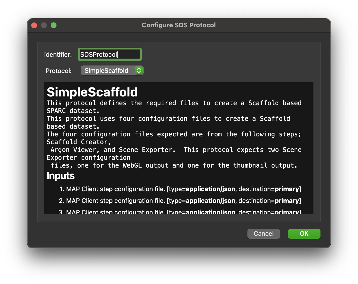 Step configure dialog