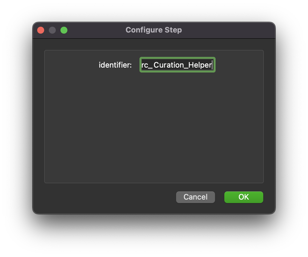 Step configure dialog