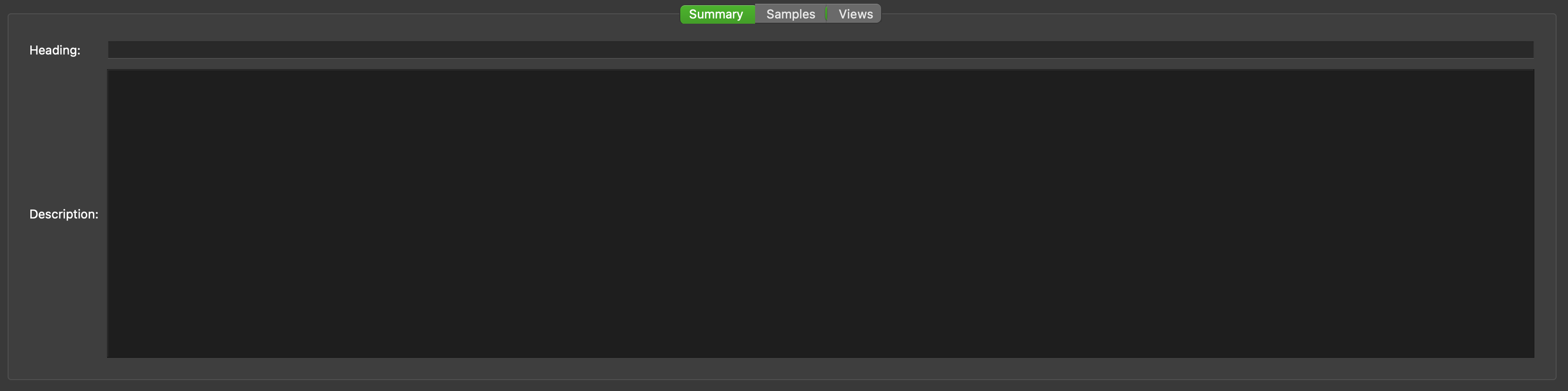 Empty summary tab.